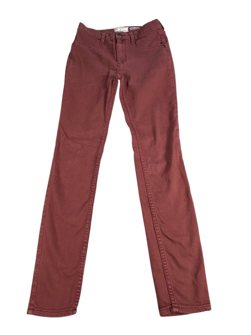 Free People Rust Red High-Rise Skinny Jeans Women's 27 Cotton Blend Stretch